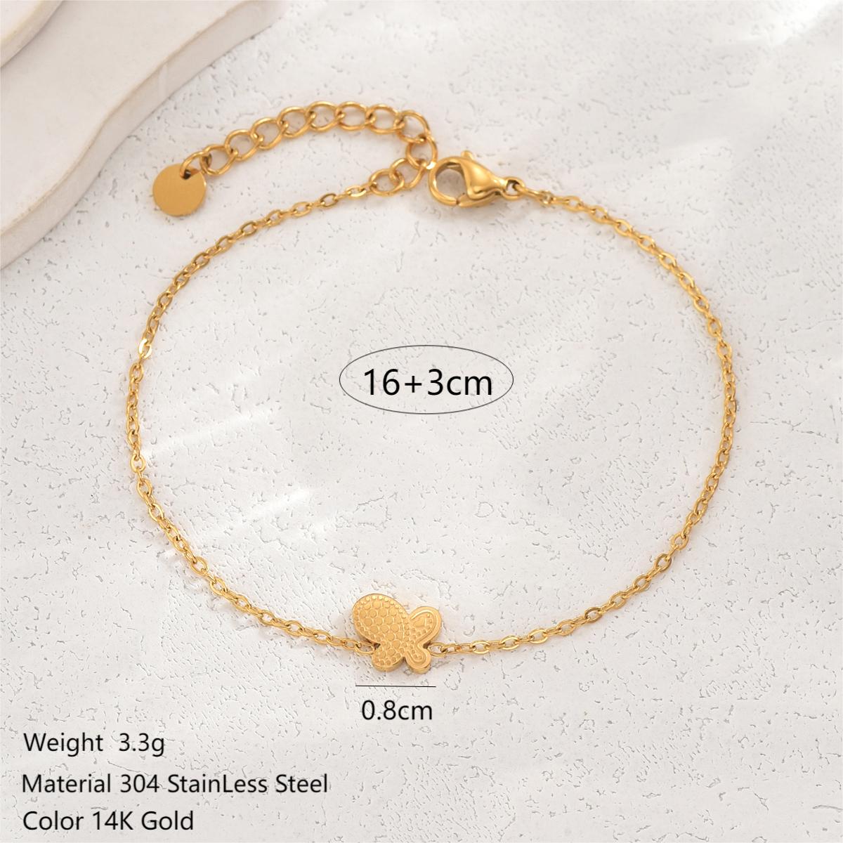 Simple Style Classic Style Cross Heart Shape Crown Stainless Steel Plating 14k Gold Plated Bracelets