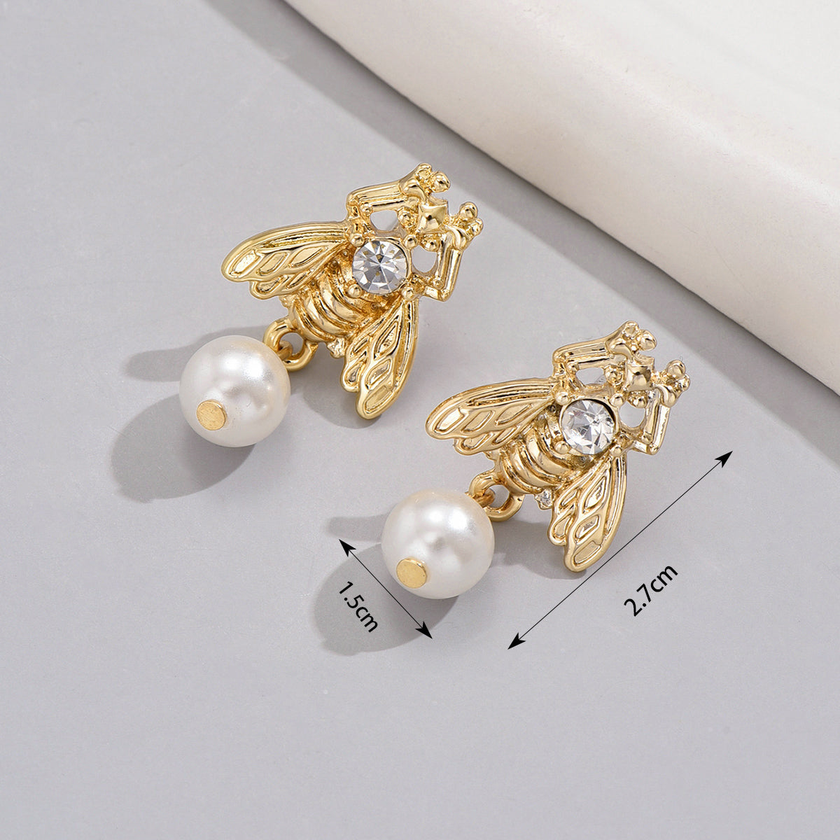 1 Pair Simple Style Insect Bow Knot Pearl Inlay Alloy Zinc Rhinestones Drop Earrings Ear Studs