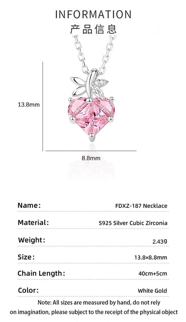Lady Heart Shape Sterling Silver Inlay Zircon Pendant Necklace