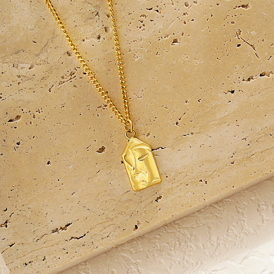 Casual Simple Style Human Face Abstract Stainless Steel Plating 18k Gold Plated Pendant Necklace