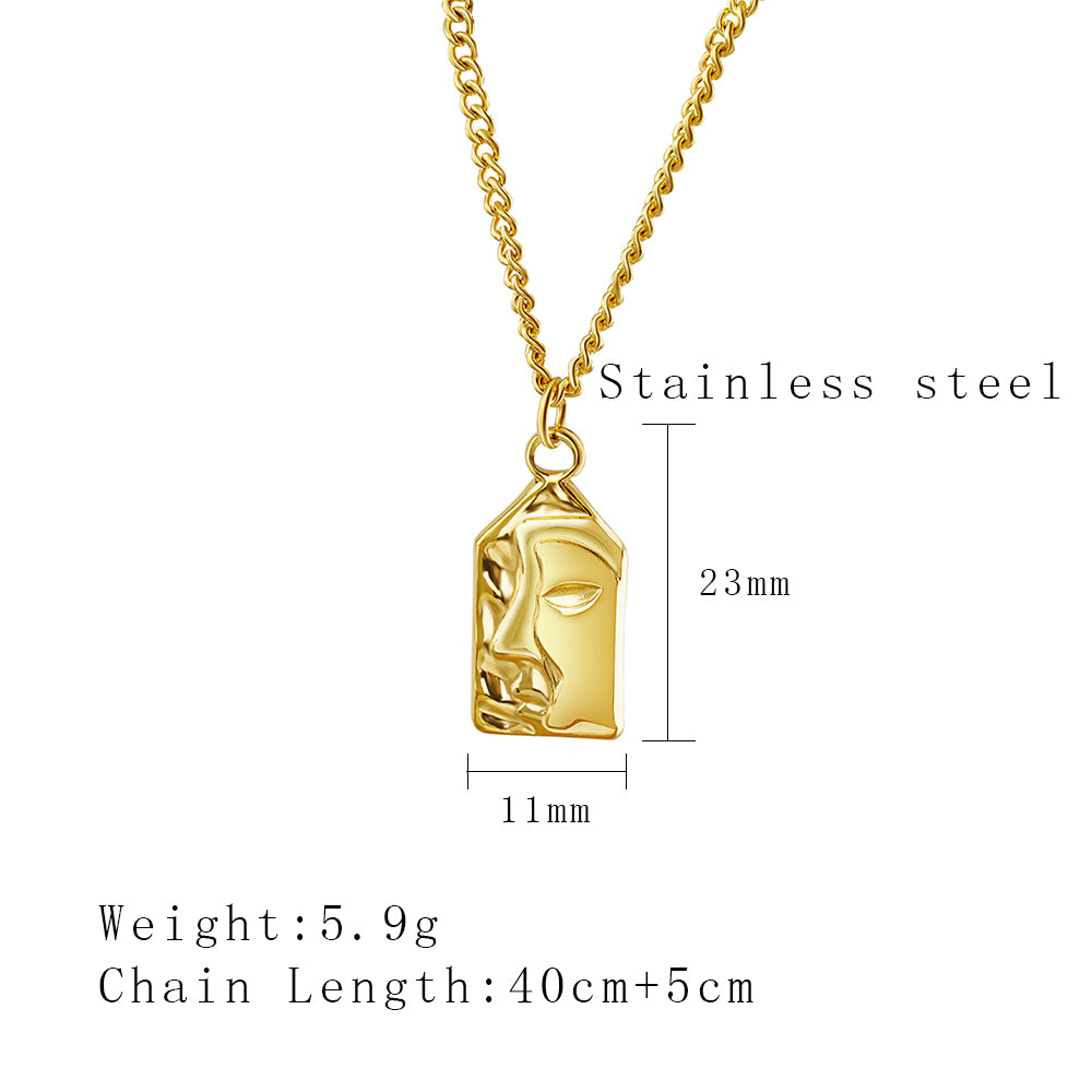 Casual Simple Style Human Face Abstract Stainless Steel Plating 18k Gold Plated Pendant Necklace