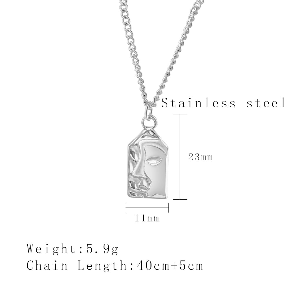 Casual Simple Style Human Face Abstract Stainless Steel Plating 18k Gold Plated Pendant Necklace