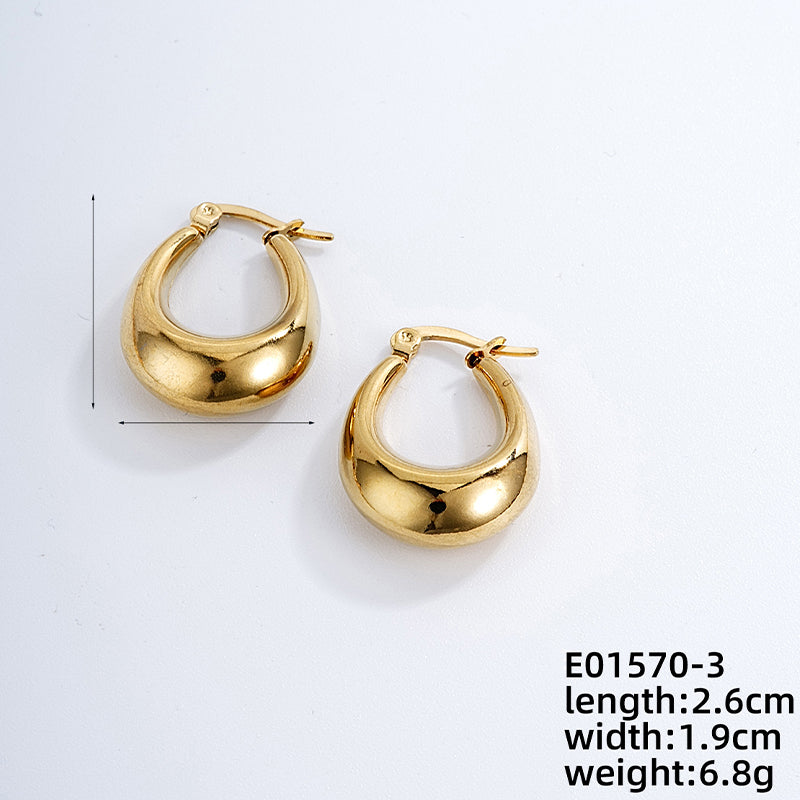 1 Pair Ig Style Simple Style Solid Color Plating Stainless Steel Gold Plated Earrings