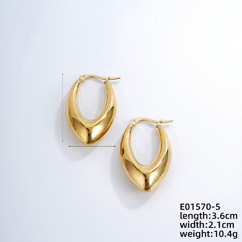 1 Pair Ig Style Simple Style Solid Color Plating Stainless Steel Gold Plated Earrings