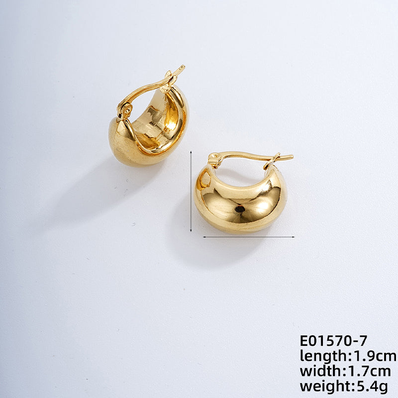 1 Pair Ig Style Simple Style Solid Color Plating Stainless Steel Gold Plated Earrings