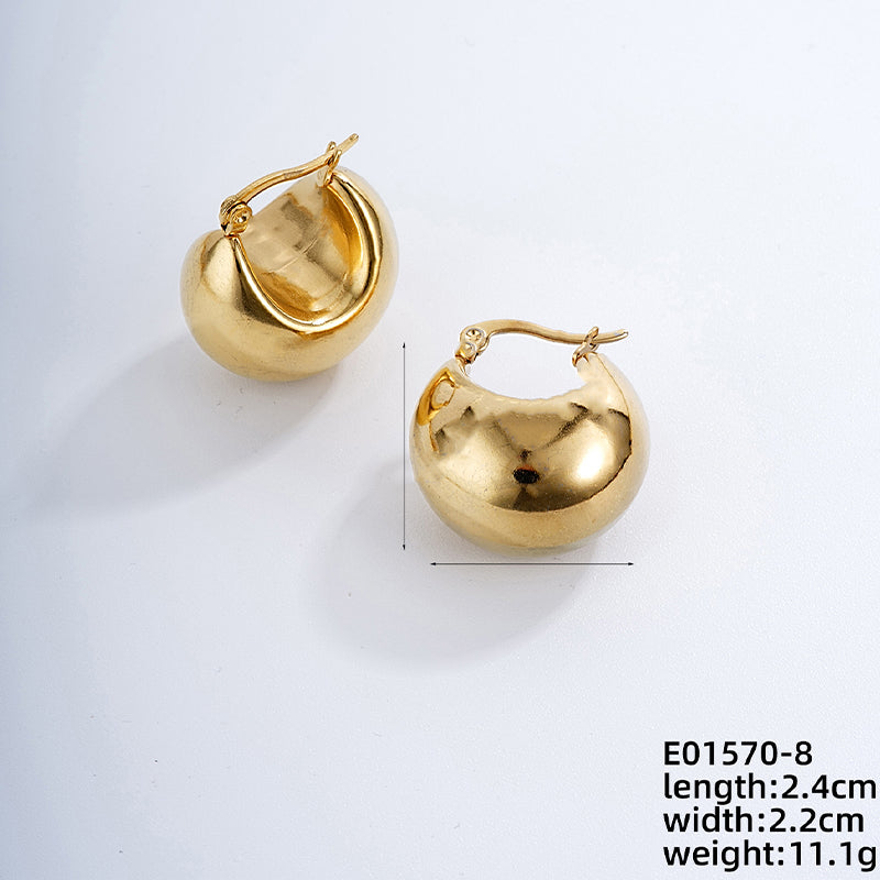 1 Pair Ig Style Simple Style Solid Color Plating Stainless Steel Gold Plated Earrings