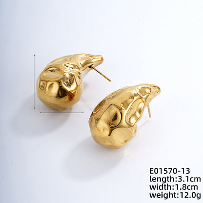 1 Pair Simple Style Water Droplets Plating Stainless Steel Gold Plated Ear Studs