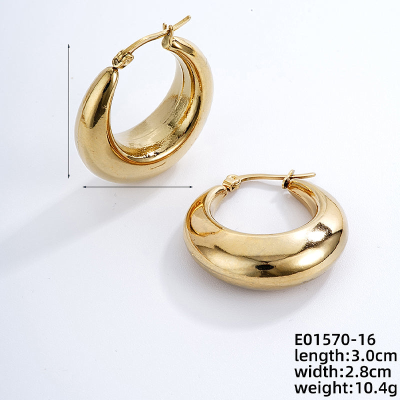 1 Pair Ig Style Simple Style Solid Color Plating Stainless Steel Gold Plated Earrings