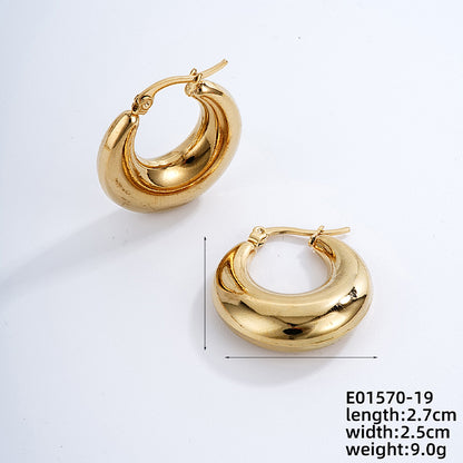 1 Pair Ig Style Simple Style Solid Color Plating Stainless Steel Gold Plated Earrings