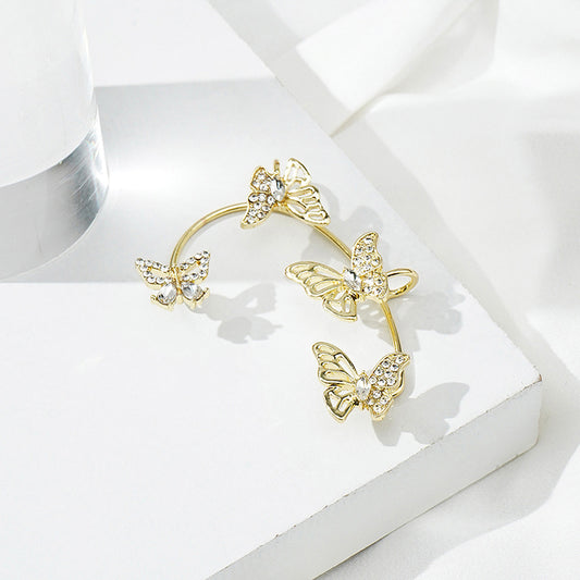 1 Piece Ig Style Elegant Butterfly Hollow Out Alloy Rhinestones Ear Cuffs