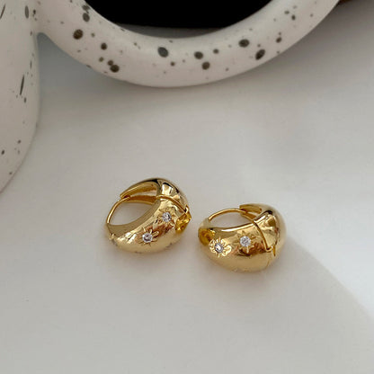 1 Pair Lady Water Droplets Plating Inlay Metal Artificial Crystal Gold Plated Silver Plated Earrings