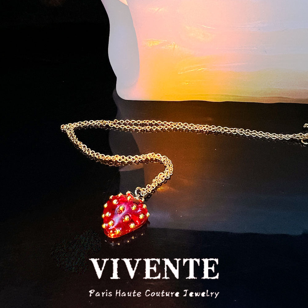 Retro Strawberry Glass Copper Pearl Plating Women's Bracelets Earrings Necklace