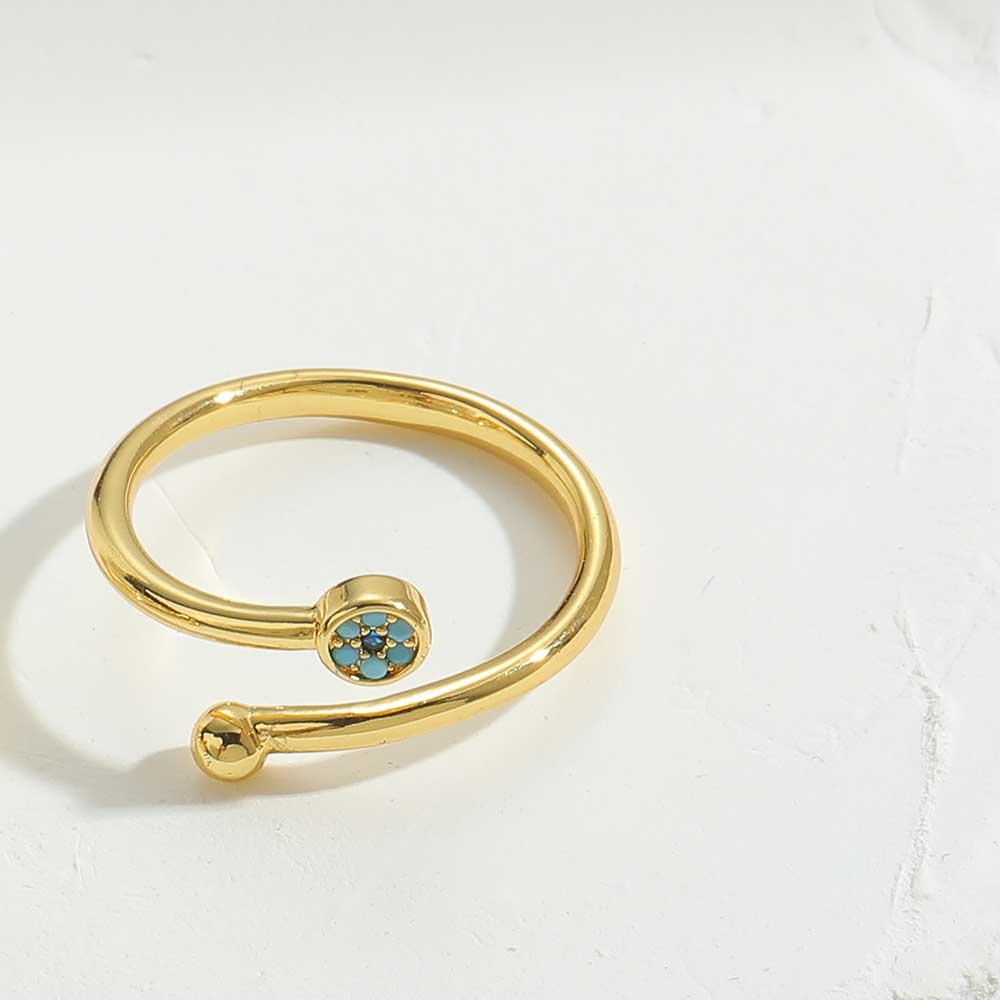 Vintage Style Simple Style Commute Devil's Eye Flower Copper Enamel Plating Inlay Zircon 14k Gold Plated Open Rings