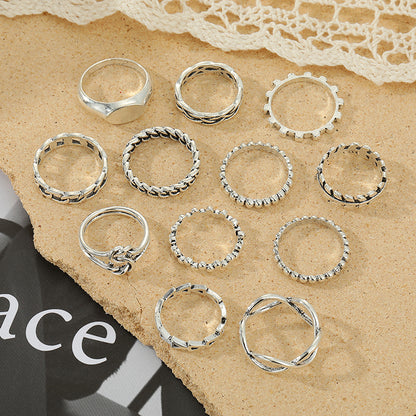 Ig Style Elegant Vintage Style Geometric Alloy Hollow Out Silver Plated Women's Rings