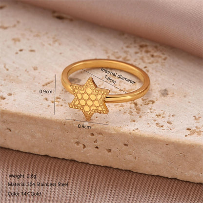 Simple Style Solid Color Classic Style Cross Heart Shape Crown Stainless Steel 14k Gold Plated Rings