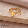 Simple Style Solid Color Classic Style Cross Heart Shape Crown Stainless Steel 14k Gold Plated Rings