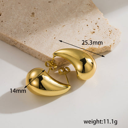 1 Pair Simple Style Water Droplets Plating Copper 18k Gold Plated Ear Studs