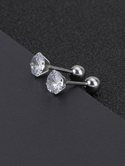 1 Pair Simple Style Geometric Titanium Steel Ear Studs