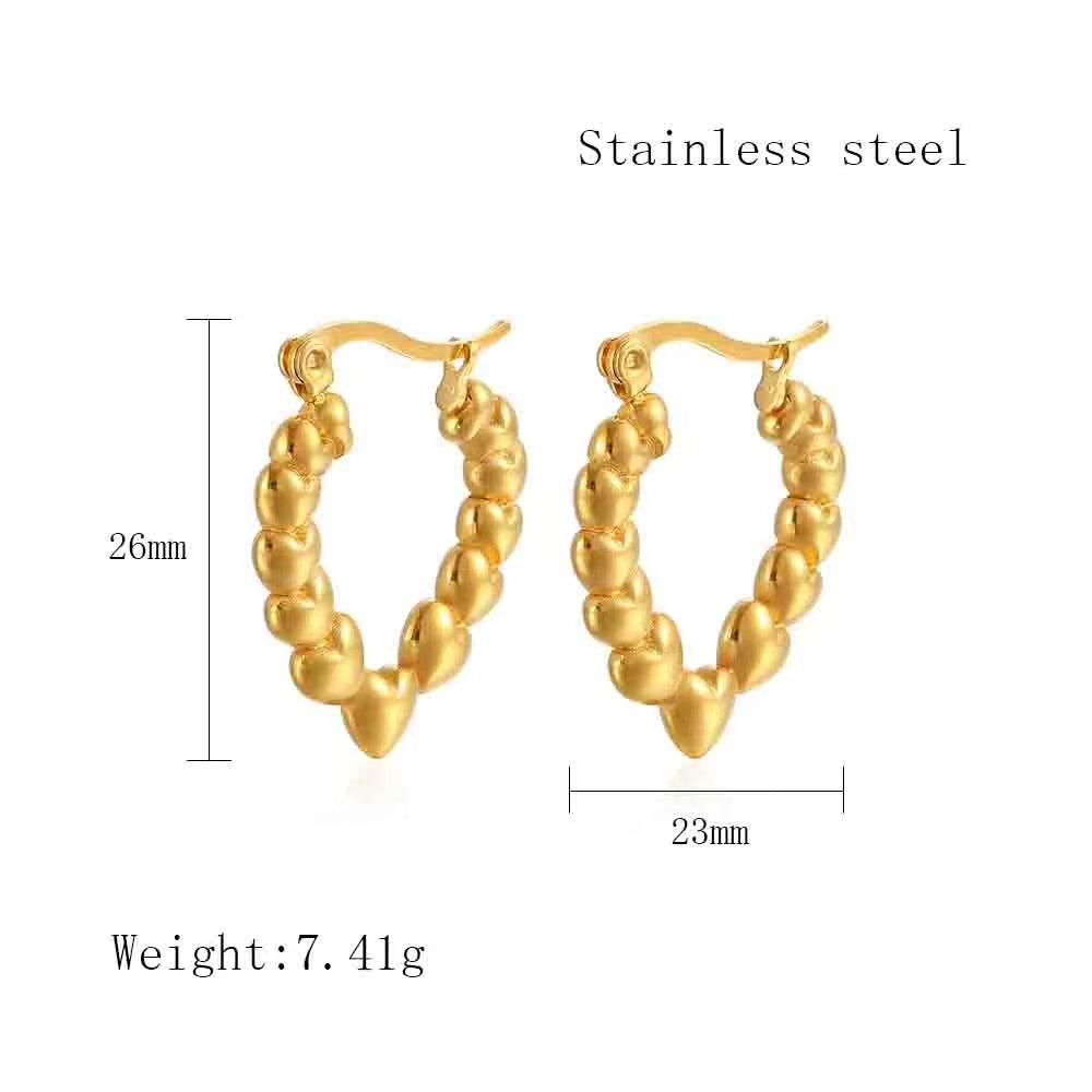 1 Pair Streetwear C Shape Heart Shape Plating Stainless Steel 18k Gold Plated Earrings