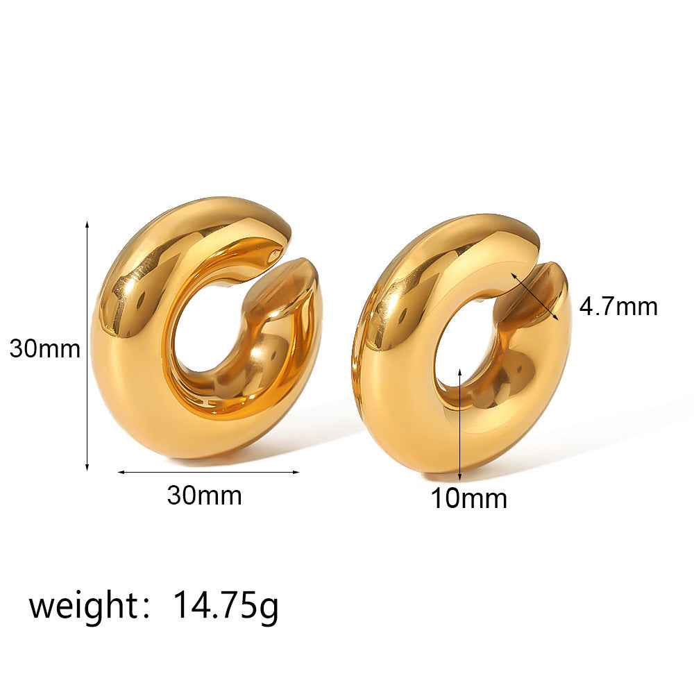 1 Pair Simple Style Solid Color Plating Stainless Steel 18k Gold Plated Ear Cuffs