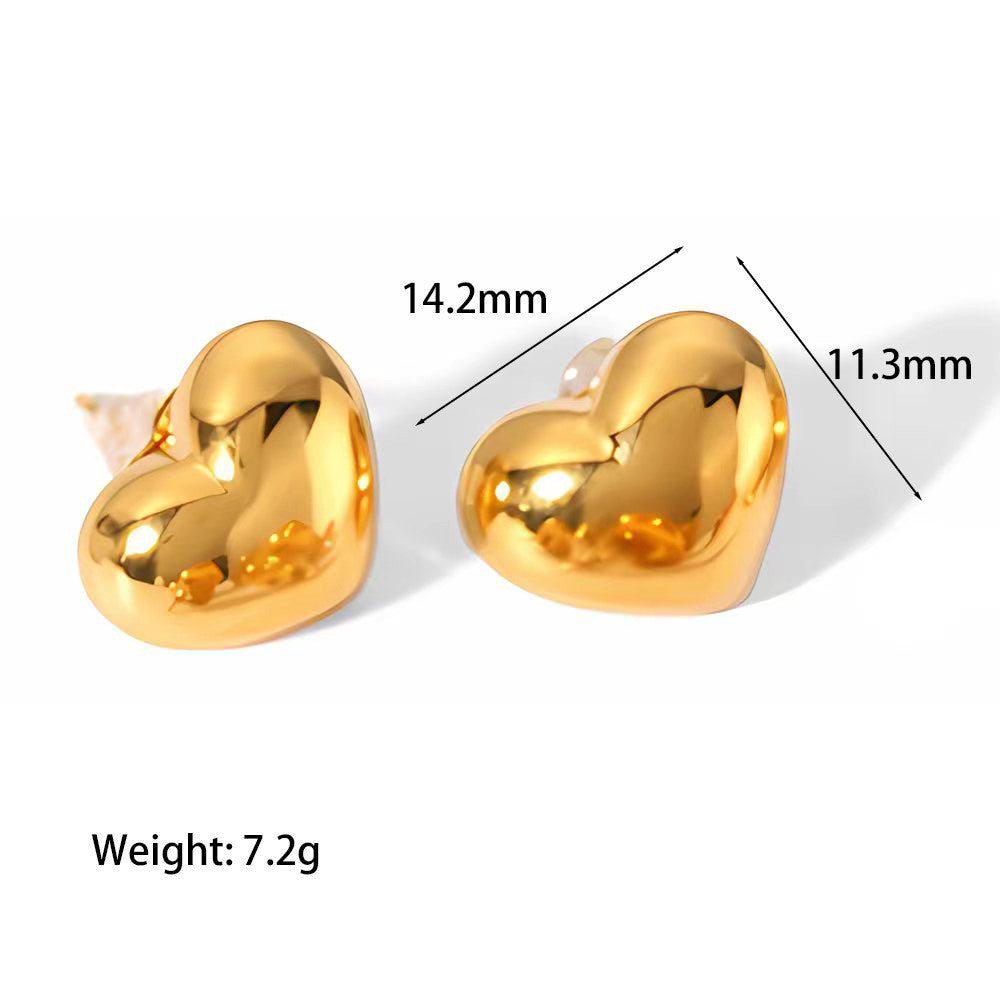 1 Pair Simple Style Heart Shape Plating Stainless Steel Drop Earrings Ear Studs