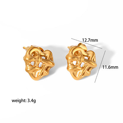 1 Pair Simple Style Heart Shape Plating Stainless Steel Drop Earrings Ear Studs