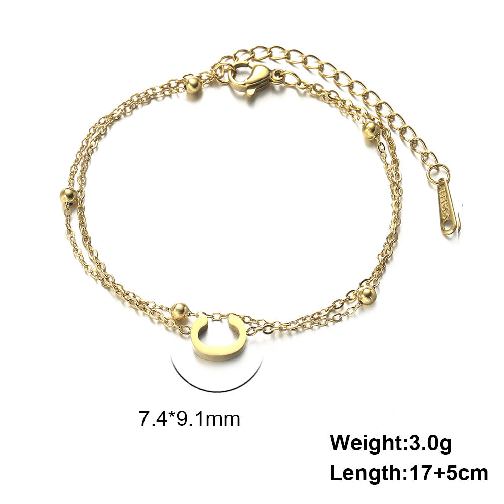 Simple Style Letter Stainless Steel Plating Bracelets