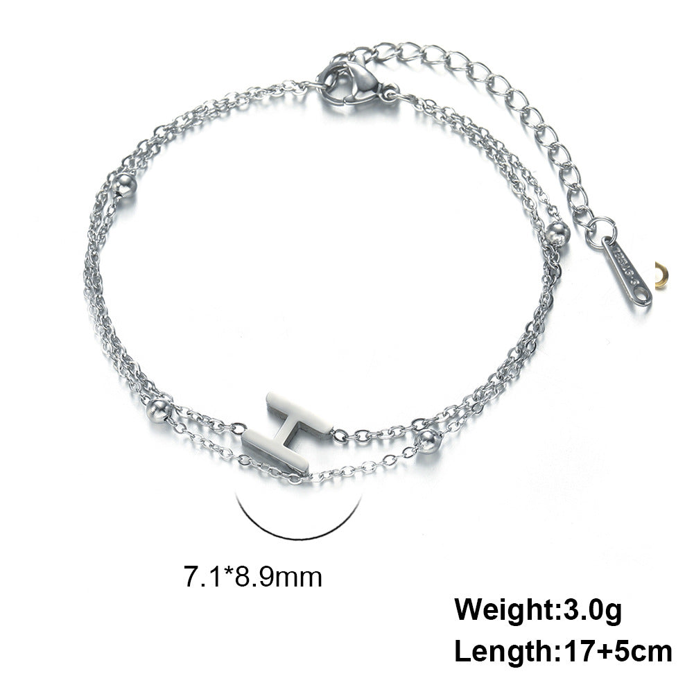 Simple Style Letter Stainless Steel Plating Bracelets