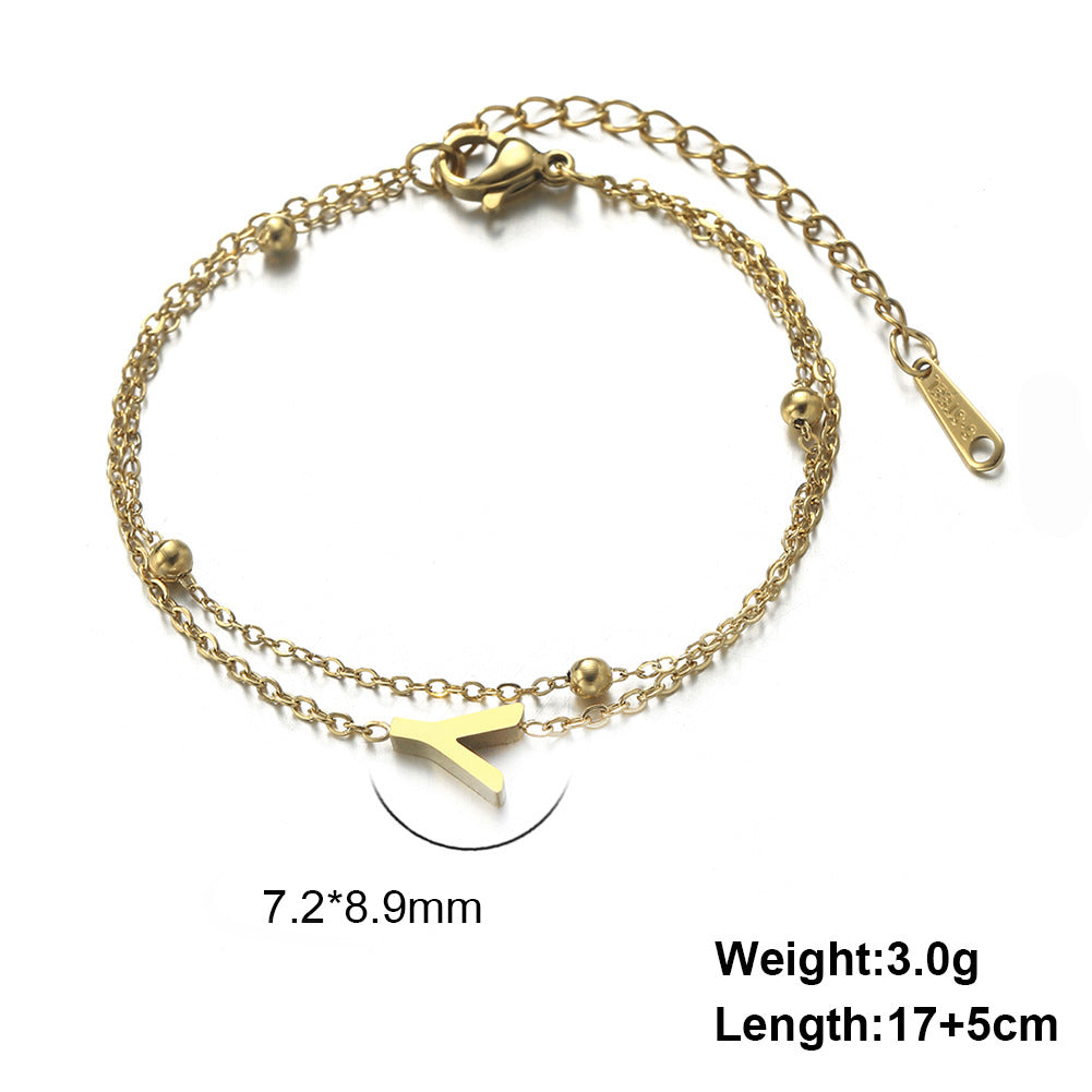 Simple Style Letter Stainless Steel Plating Bracelets