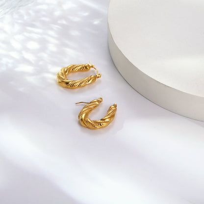 1 Pair Streetwear C Shape Heart Shape Plating Stainless Steel 18k Gold Plated Earrings