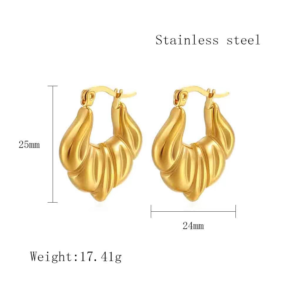 1 Pair Streetwear C Shape Heart Shape Plating Stainless Steel 18k Gold Plated Earrings