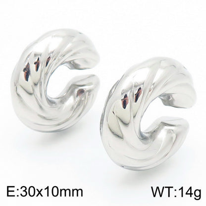 1 Pair Streetwear Solid Color Plating Stainless Steel Ear Cuffs