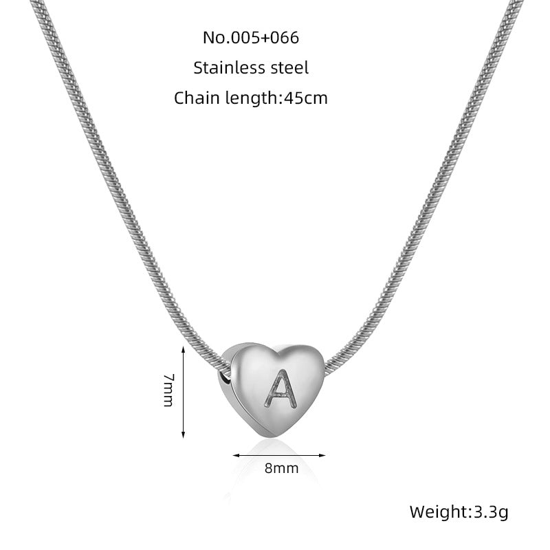 Lady Letter Heart Shape Stainless Steel Titanium Steel Plating Titanium Steel Necklace