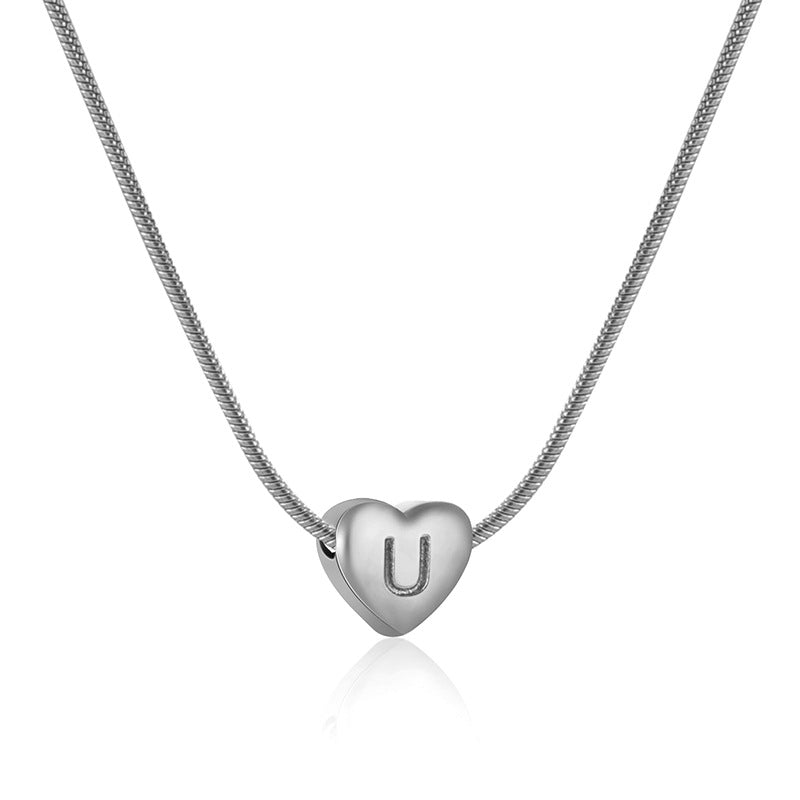 Lady Letter Heart Shape Stainless Steel Titanium Steel Plating Titanium Steel Necklace