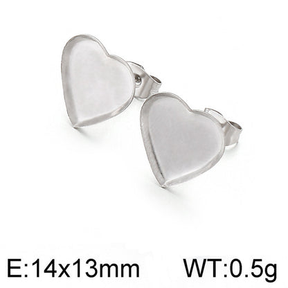 1 Pair Simple Style Heart Shape Plating Stainless Steel Ear Studs