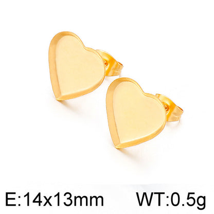 1 Pair Simple Style Heart Shape Plating Stainless Steel Ear Studs