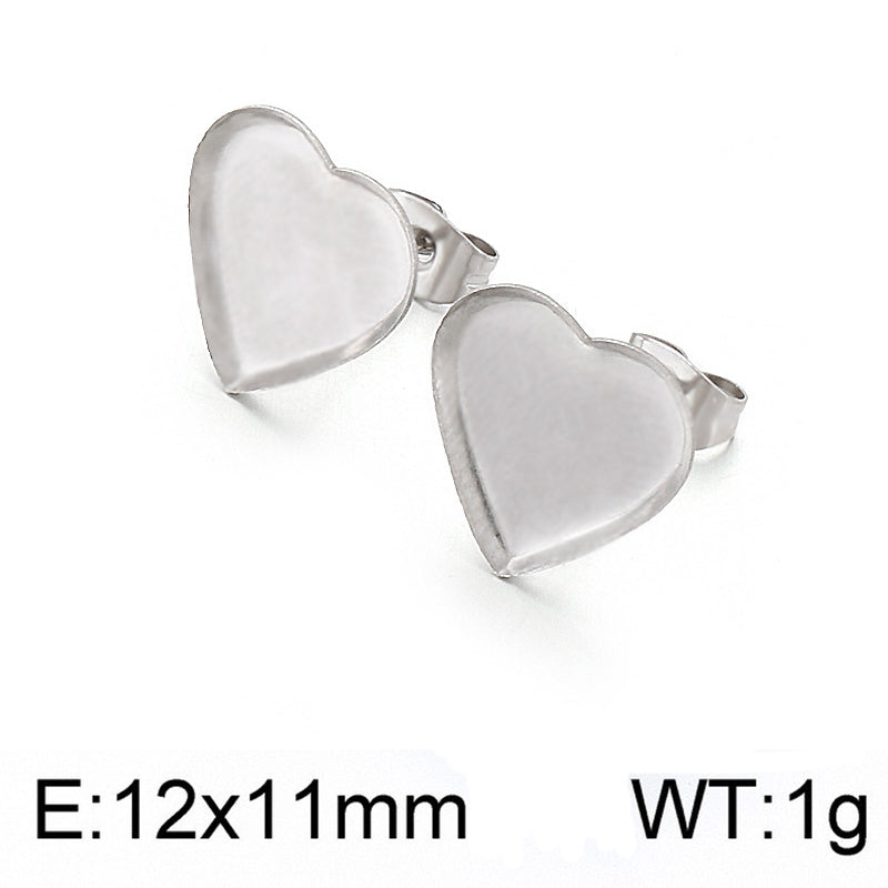 1 Pair Simple Style Heart Shape Plating Stainless Steel Ear Studs