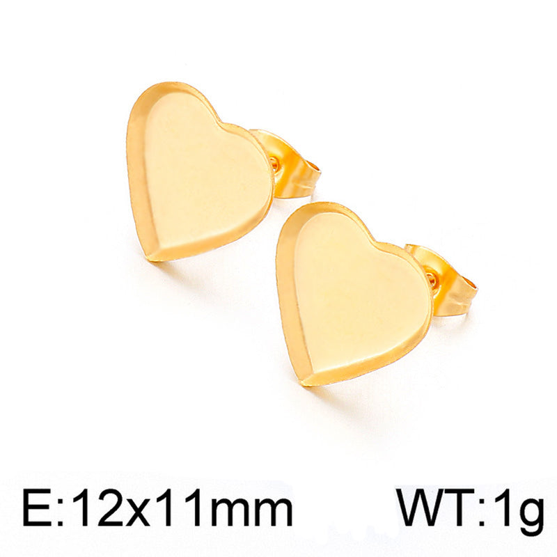 1 Pair Simple Style Heart Shape Plating Stainless Steel Ear Studs