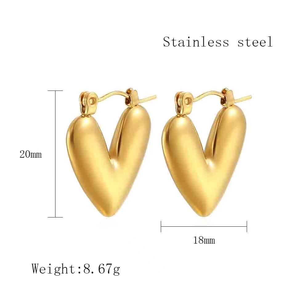 1 Pair Streetwear C Shape Heart Shape Plating Stainless Steel 18k Gold Plated Earrings