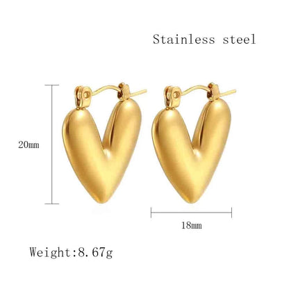 1 Pair Streetwear C Shape Heart Shape Plating Stainless Steel 18k Gold Plated Earrings