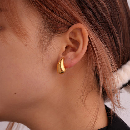 1 Piece Simple Style Classic Style Water Droplets Plating Stainless Steel Gold Plated Ear Studs