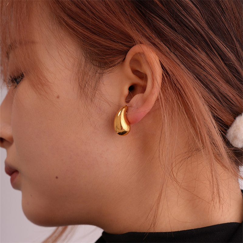 1 Piece Simple Style Classic Style Water Droplets Plating Stainless Steel Gold Plated Ear Studs