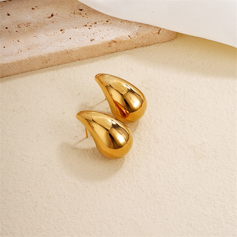 1 Piece Simple Style Classic Style Water Droplets Plating Stainless Steel Gold Plated Ear Studs