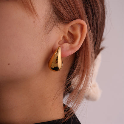 1 Piece Simple Style Classic Style Water Droplets Plating Stainless Steel Gold Plated Ear Studs