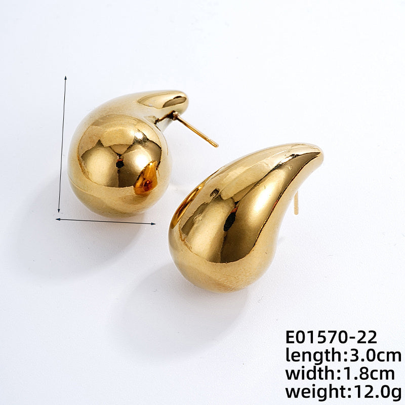 1 Piece Simple Style Classic Style Water Droplets Plating Stainless Steel Gold Plated Ear Studs