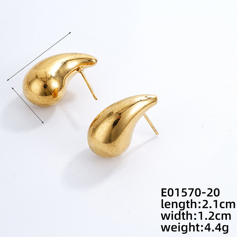 1 Piece Simple Style Classic Style Water Droplets Plating Stainless Steel Gold Plated Ear Studs