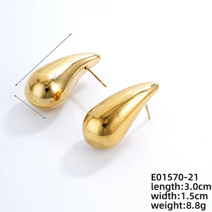 1 Piece Simple Style Classic Style Water Droplets Plating Stainless Steel Gold Plated Ear Studs