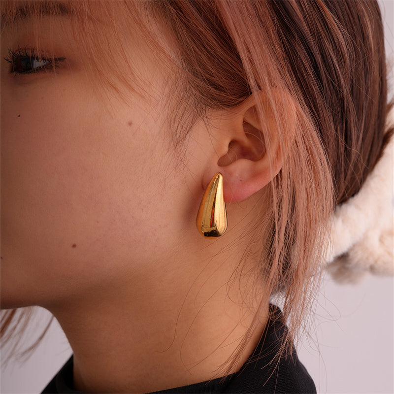 1 Piece Simple Style Classic Style Water Droplets Plating Stainless Steel Gold Plated Ear Studs