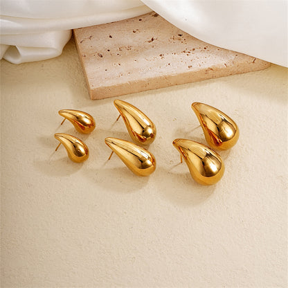 1 Piece Simple Style Classic Style Water Droplets Plating Stainless Steel Gold Plated Ear Studs