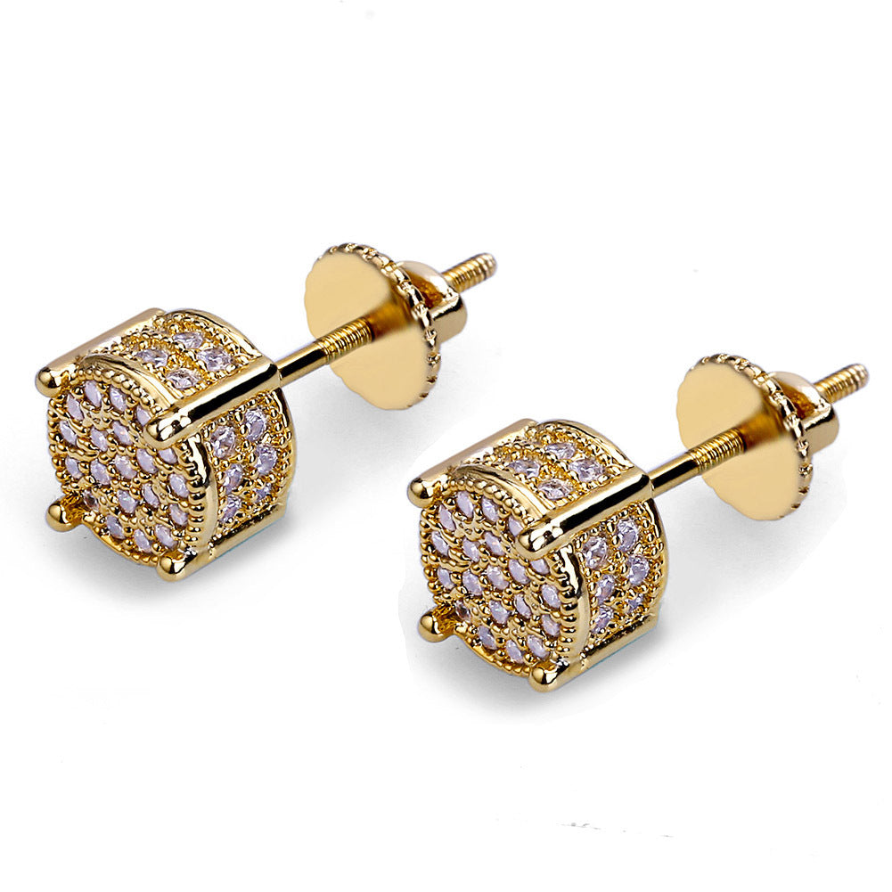 1 Pair Ig Style Geometric Copper Zircon Ear Studs